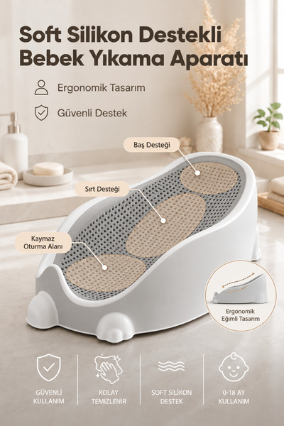 Wumboo Soft Bebek Küveti – Soft Fileli Bebek Besleme Yıkama Banyo Küveti Bebe...