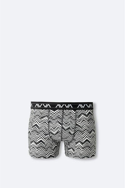 Avva Erkek Siyah-Beyaz Pamuklu Desenli Tekli Regular Fit Boxer A42Y9535