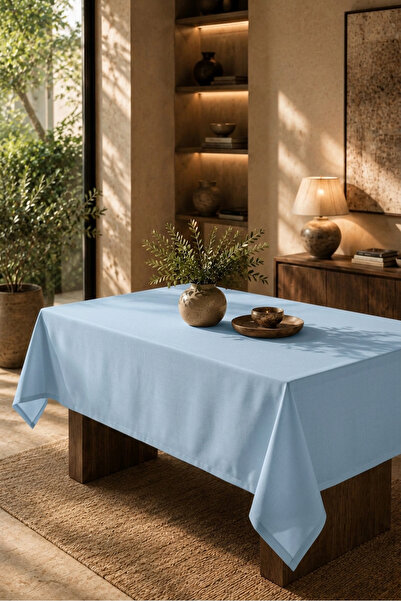 desenizmir Amerikanische Servierdecke, 130 x 280 cm, babyblaue Tischdecke