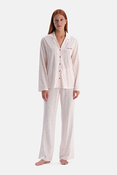Dagi Set cămașă și pantaloni cu model buline pudră