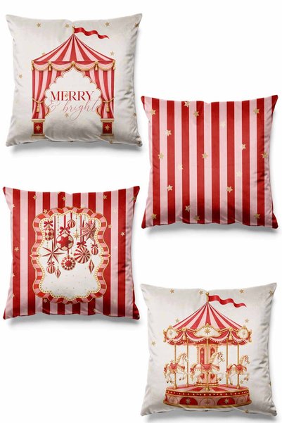 Pilloveland Set of 4 Reversible Printed Suede Cushion Covers - Lunapark - New...