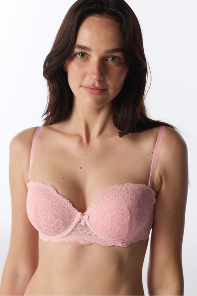 Penti Pembe Angelic Dantel Pedli Push Up Sütyen