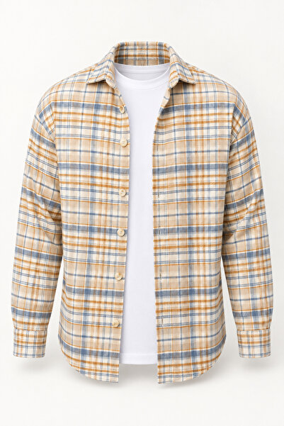 Valiberta Jasper Relaxed Fit Baumwollhemd mit Nadelstreifen für Herren – Senf...
