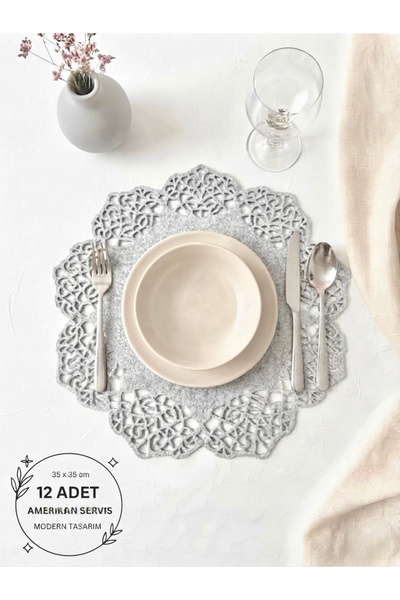 Ergüven Home Dark Beige (Stone Color) Suede Fabric Round Placemat American Se...