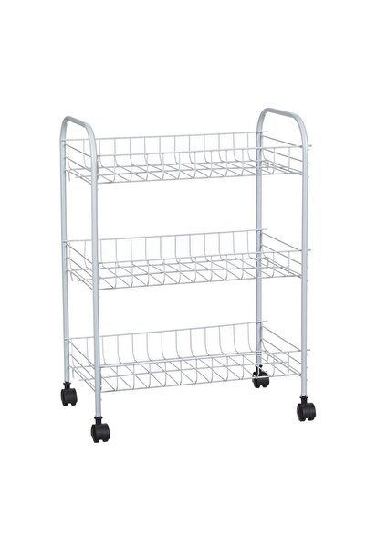 OEM Etajera cu Roti 3 Nivele Metalica Alba 32.5x20x43.5cm - Etajere Metalice ...