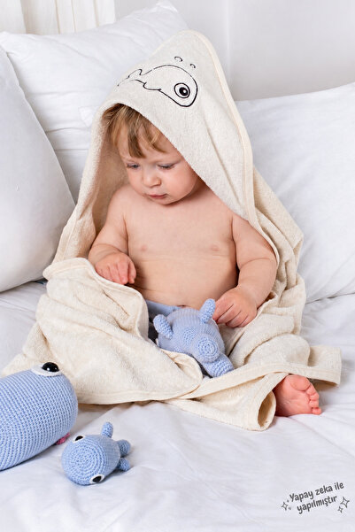 EIFIN Bamboo Fish Embroidered Baby Towel Swaddle And Washcloth Set