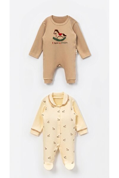 vovido kids Vovido Erkek Bebek 2'li Tulum Seti %100 Pamuk Sallanan At Nakışlı...
