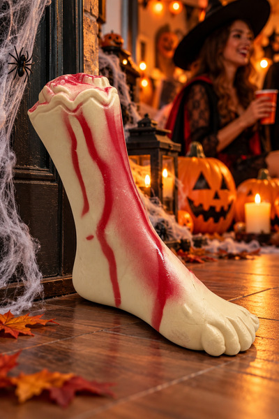 DODOMAR Cadılar Bayramı Halloween Plastik Kesik Ayak Dekoru Kan Efektli Korku...