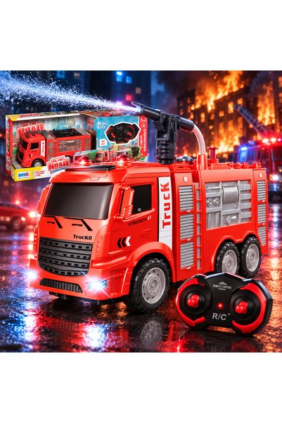 OEM Camion de pompieri cu telecomandă, 7 funcții, lumini, 27 MHz, aprox. 30 c...