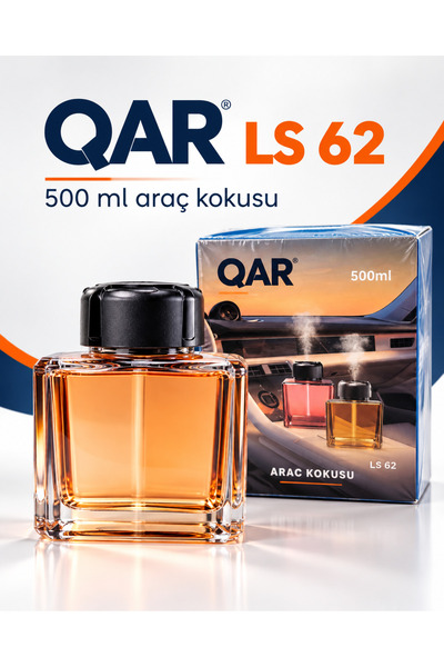 QAR LS 62 Araç Kokusu 500 ml Şık Cam Şişe Kalıcı Oto Parfümü Araç İçi Oda Ofi...