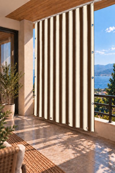ALTINPAMUK Perdele pentru balcon cu ochi opțional Enxboy - maro crem Ty901-2