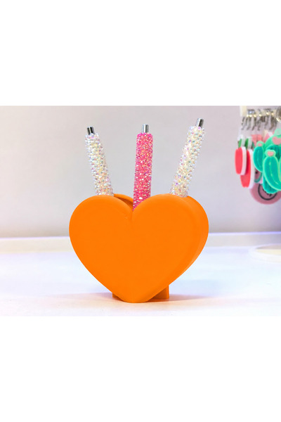 Bezos 3D-Printed Shaped Pencil Holder - Desktop Organizer - Orange