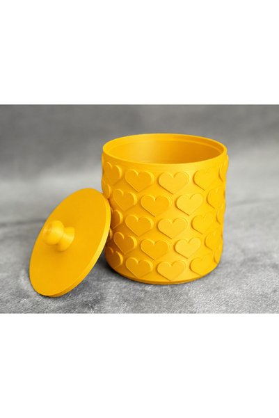 Bezos 3D-Printed Patterned Storage Box with Lid - Two-Tone Organizer - Yellow