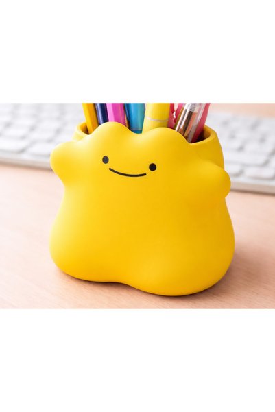 Bezos 3D Printed Smiling Cloud Pen Holder - Desktop Organizer - Yellow