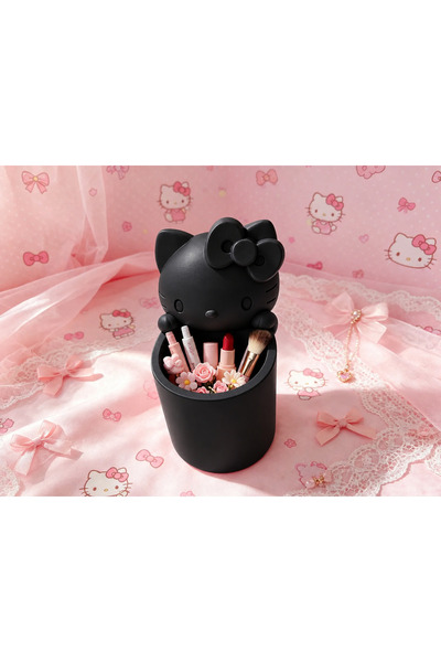 Bezos 3D Printed Cute Cat Figurine Pen Holder with Bow - Desktop Organizer - ...