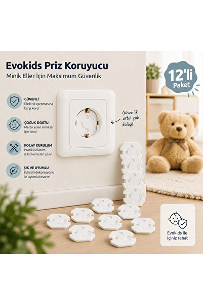 Evokids Protector pentru priză cu oprire automată (12 bucăți)