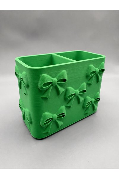Bezos 3D Printed Bow Patterned Pen Holder with Compartments - Desktop Organiz...