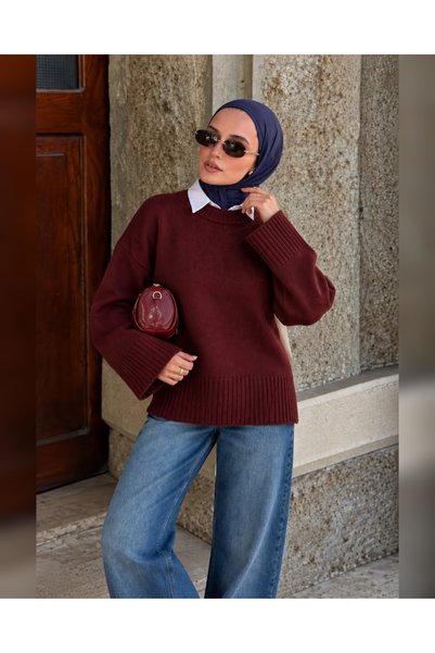 zhrcelebi Geniş Manşetli Kazak - BORDO