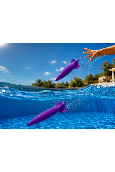Bezos 3D Printed Water Rocket Torpedo Toy - Pool Diving Toy-Purple