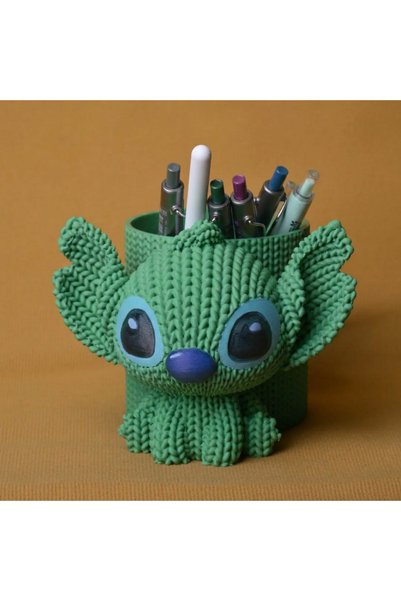 Bezos 3D Printed Knitted Pencil Holder - Cute Character Desk Organizer - Gree...