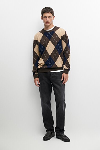 Massimo Dutti Yünlü Argyle triko kazak
