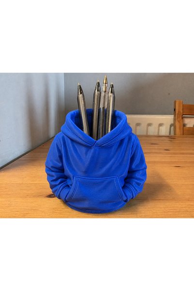 Bezos 3D Printed Hooded Sweatshirt Pen Holder - Desktop Organizer-Blue
