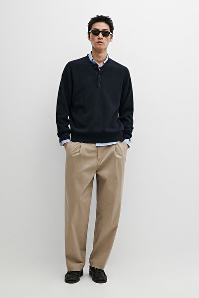 Massimo Dutti Pile detaylı barrel fit pantolon