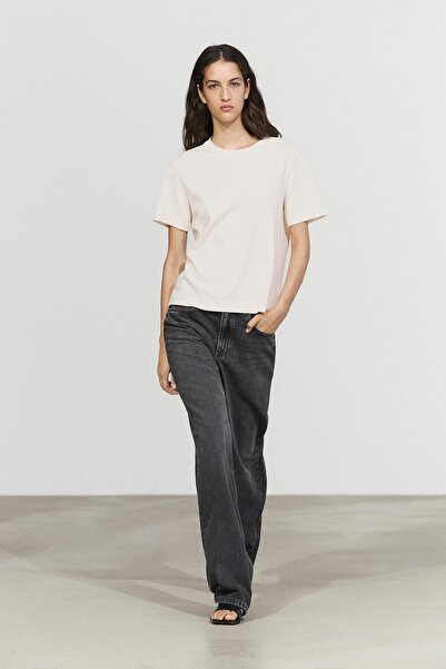 Massimo Dutti Kısa kollu interlok t-shirt