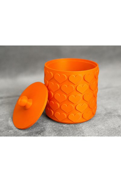 Bezos 3D-Printed Patterned Storage Box with Lid - Two-Tone Organizer - Orange