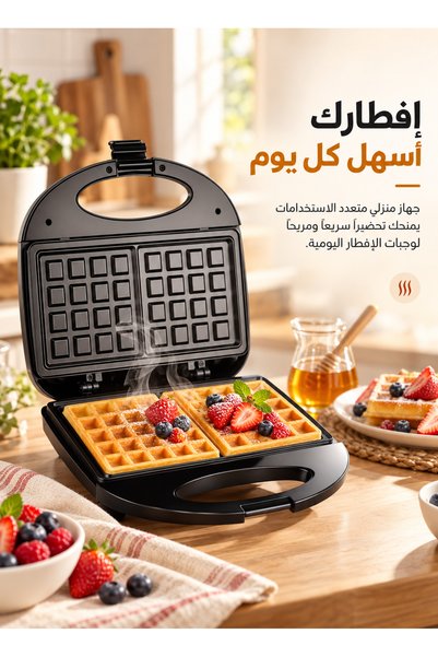 SOKANY صانعة الوافل 750 واط، ألواح غير لاصقة، تحكم بالثرموستات، حماية من الحرارة الزائدة - SK-114