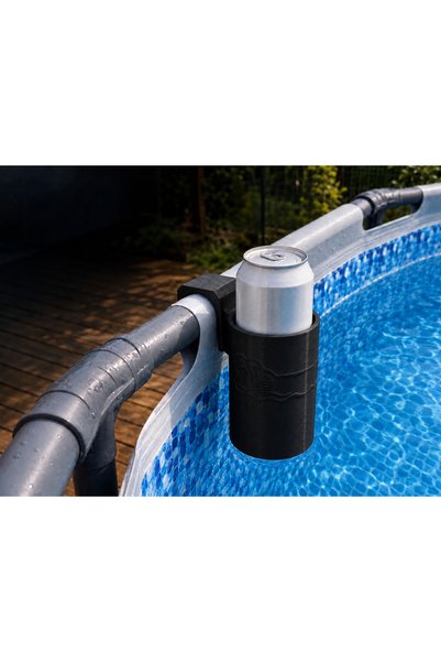 ASTRALTECH 3D Printed Pool Cup Holder - Drink Holder Attached to Pipe - Black
