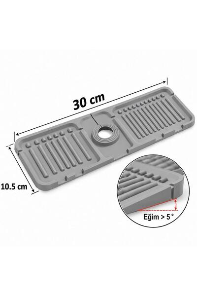 jetfast Matte Gray Color 30 cm Kitchen Bathroom Sink Edge Silicone Mat Silicone Faucet Water Splash Preventer 1 Piece