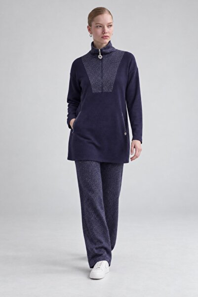 Levidor Sim Detailed Cashmere Double Set Navy Blue