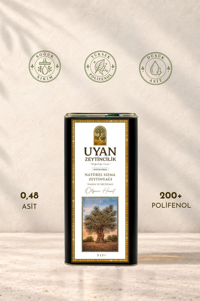 UYAN ZEYTİNCİLİK OLGUN HASAT SOĞUK SIKIM NATÜREL ZEYTİNYAĞI 5 LT.