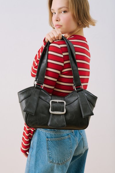 Manuka Elena Large Buckle Bag Black