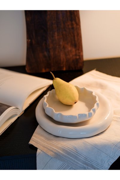 Beige & Stone X Duygu Batum Hardal Momento Small 2-Piece Wave Bowl Set Serving Presentation Plate