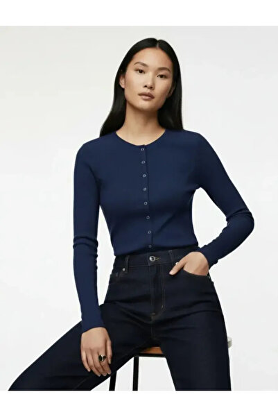 Koton Pamuklu Slim Fit Bisiklet Yaka Uzun Kollu Düğmeli Triko Hırka