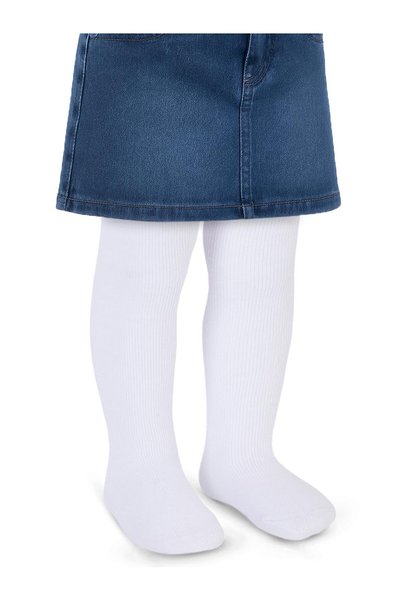 Civil Baby Basic Düz Havlu Bebek Kız Külotlu Çorap - Beyaz