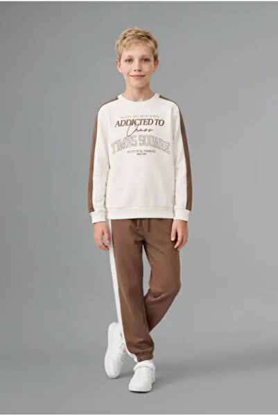DeFacto Crew Neck Printed Sweatshirt Top Flexible Waisted Sweatpants Boys I36...