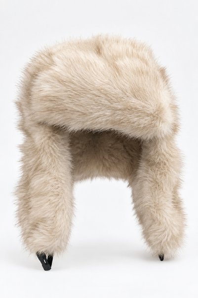 stravis Plush Beige Pilot Hat Beret with Clip