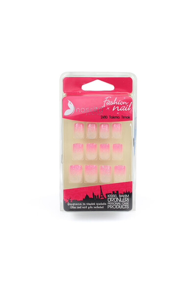 nascita 24'lü Pembe Ombre Simli Takma Tırnak - 112
