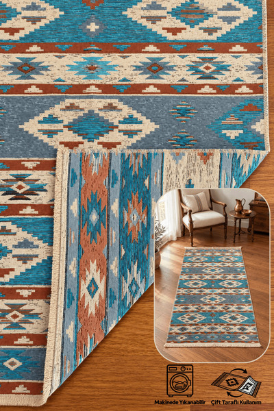 SANRUGS Home & Living KARADAĞ Eskitme Vintage Kilim, Mutfak ve Balkon Kilimi,...