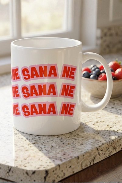 Mood Maker Design Sanane Baskılı Eğlenceli Baskılı Renkli Porselen Kupa Barda...