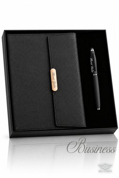 MELL & SWIPE Kişiye İsme Özel Kalem Premium Siyah Ajanda Toucpen Tükenmez Rub...