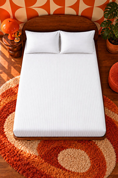 moon secret tekstil 100% Cotton Striped Fitted Sheet Set 180 X200
