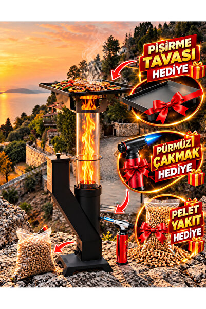 Bayfırıns Nero 90 cm (PÜRMÜZ VE PELET HEDİYE) PELET SOBA