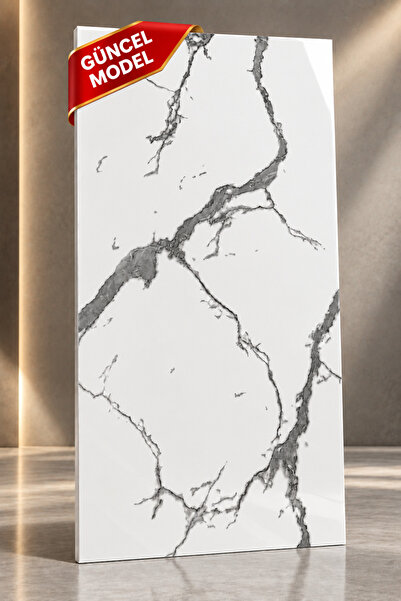 Genel Markalar Kendinden Yapışkanlı Beyaz Mermer Desen Pvc Panel 30x60cm Banyo Wc Mutfak 013