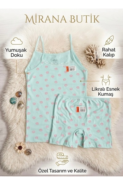 Kız Çocuk İç Çamaşırı Takımı (Su Yeşili-İstiridye Model)
