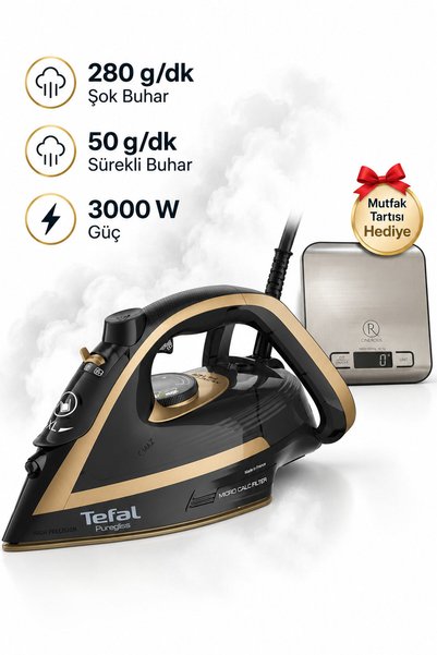 TEFAL 280 g/dk Şok Buhar Buharlı Ütü FV8064 Mutfak Tartısı Hediye (Onerous)