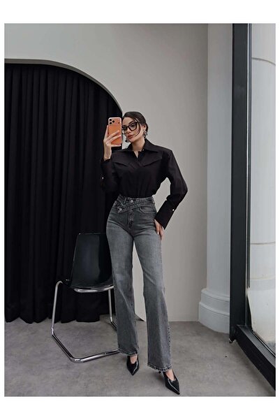 ESRAHELVACI Wide Leg Jeans with Cross Waist Detail